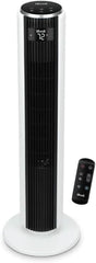 Silent Tower Fan with Remote Control, 7.9m/s Powerful Fan with DC Motor, 26W Energy, 4 Modes 12 Speeds 12H Timer, Advanced Sleep Mode, Front Display, 90° Oscillation