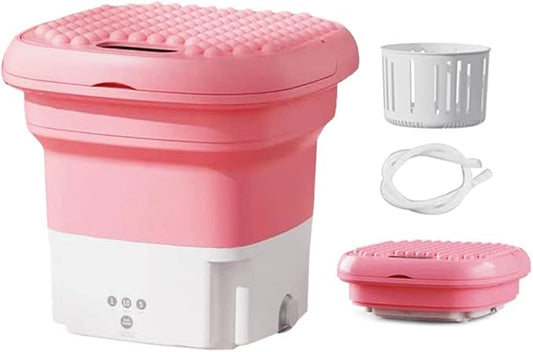 Washing Machine Small Household Folding Portable Automatic Ultrasonic Forward and Reverse Pulsator Elution Dual Purpose Imitation Hand Wash with Drain Hole Fruit Washing Machine