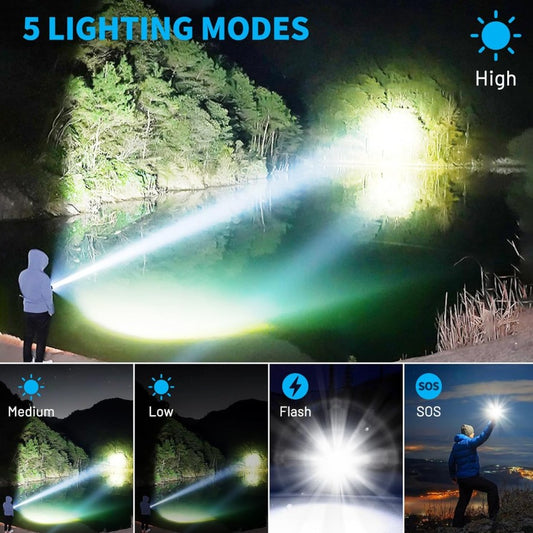 Super Bright Rechargeable Flashlight – 990,000 Lumens, 5 Modes