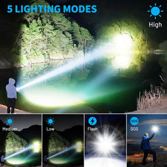 Super Bright Rechargeable Flashlight – 990,000 Lumens, 5 Modes