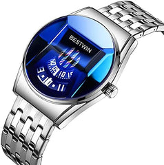 Bestwin Mens Wrist Watch, Quartz Watches Men's Wristwatch Luxury Classic Casual Business Gift (Silverblue)