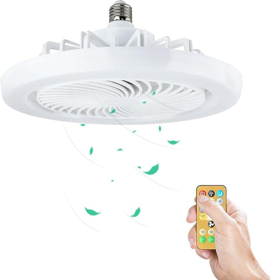 Mini Ceiling Fan with Light – Remote Control, 3 Speeds, E27 LED, Silent