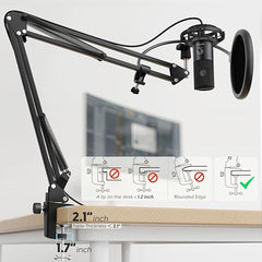 Studio Condenser USB Microphone Computer PC Microphone Kit with Adjustable Scissor Arm Stand Shock Mount for Instruments Voice Overs Recording Podcasting YouTube Karaoke Gaming Streaming-C8 178