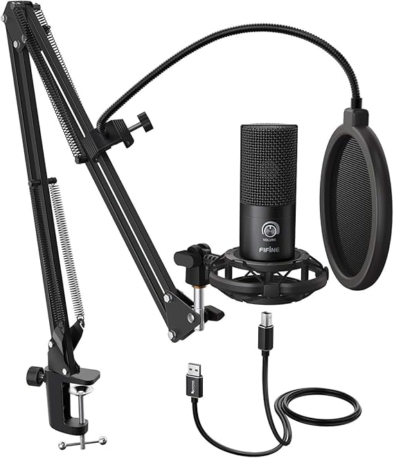 Studio Condenser USB Microphone Computer PC Microphone Kit with Adjustable Scissor Arm Stand Shock Mount for Instruments Voice Overs Recording Podcasting YouTube Karaoke Gaming Streaming-C8 178