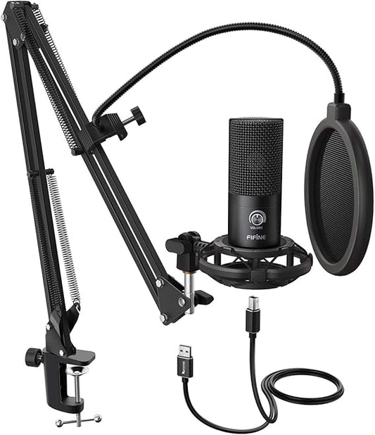 Studio Condenser USB Microphone Computer PC Microphone Kit with Adjustable Scissor Arm Stand Shock Mount for Instruments Voice Overs Recording Podcasting YouTube Karaoke Gaming Streaming-C8 178