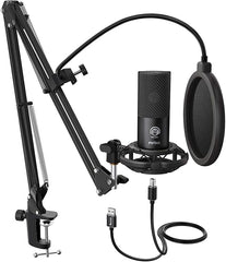 Studio Condenser USB Microphone Computer PC Microphone Kit with Adjustable Scissor Arm Stand Shock Mount for Instruments Voice Overs Recording Podcasting YouTube Karaoke Gaming Streaming-C8 178