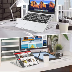 Aluminum Adjustable Portable Laptop Stand – Foldable Ergonomic Riser for Desk & Travel