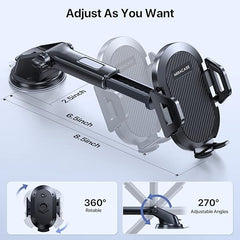 Car Phone Holder, Long Arm Phone Holder Car for Dashboard Windshield Air Vent【Heat-Resistant Strong Suction Cup】Car Mobile Holder Compatible with All Smartphones