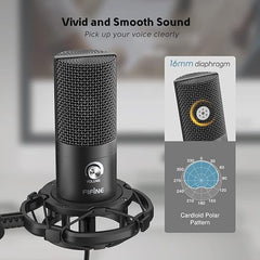 Studio Condenser USB Microphone Computer PC Microphone Kit with Adjustable Scissor Arm Stand Shock Mount for Instruments Voice Overs Recording Podcasting YouTube Karaoke Gaming Streaming-C8 178