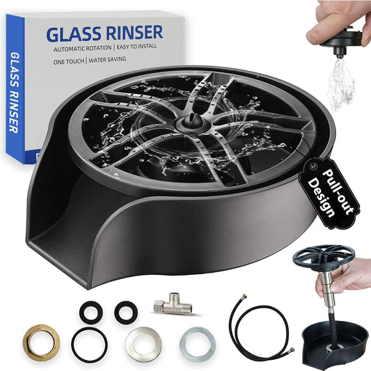 360° Glass Rinser for Kitchen Sink – High Pressure with Pull-Out Spray