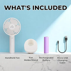 Portable Rechargeable Mini Handheld Fan with Stand – USB Personal Cooling