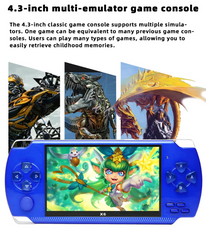 4.3 inch 8GB handheld portable game console built in 1200+ video games for arcade and 9 other emulators mp3/mp4/mp5/DV/DC function