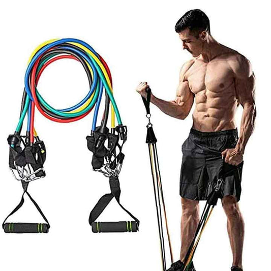 Resistance Bands, Four Tube Pull Rope Pedals Fitness Resistance